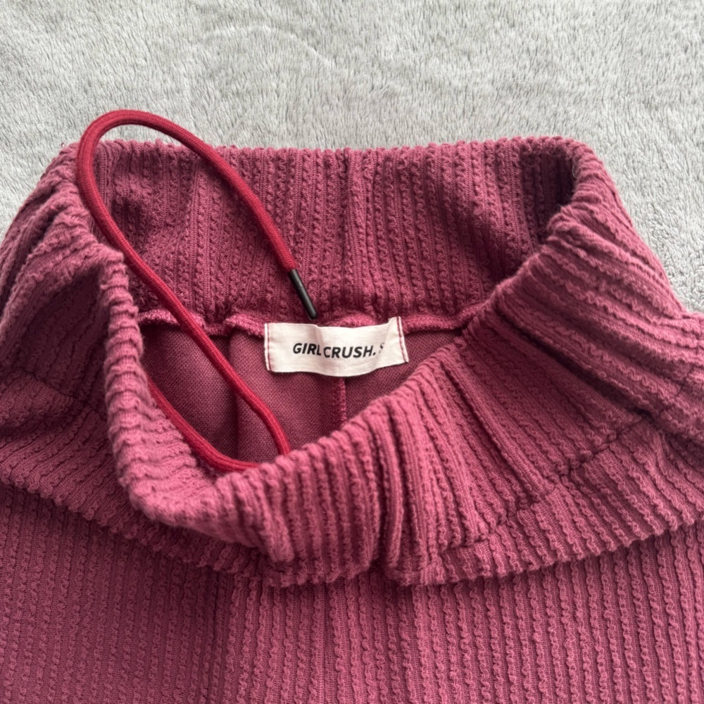 GIRL CRUSH GANG Wide Leg Waffle Pants - Dusty Rose/Muted Pink/Plum - Size S - Picture 2 of 9